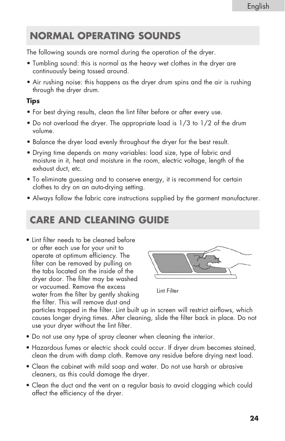 Normal operating sounds care and cleaning guide | haier GDE/GDG450AW User Manual | Page 25 / 80