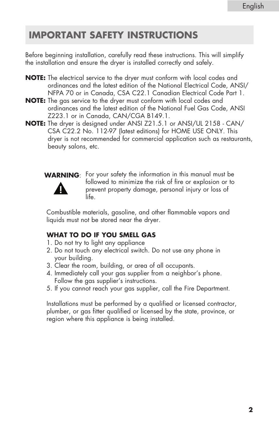 Important safety instructions | haier GDE/GDG450AW User Manual | Page 3 / 80