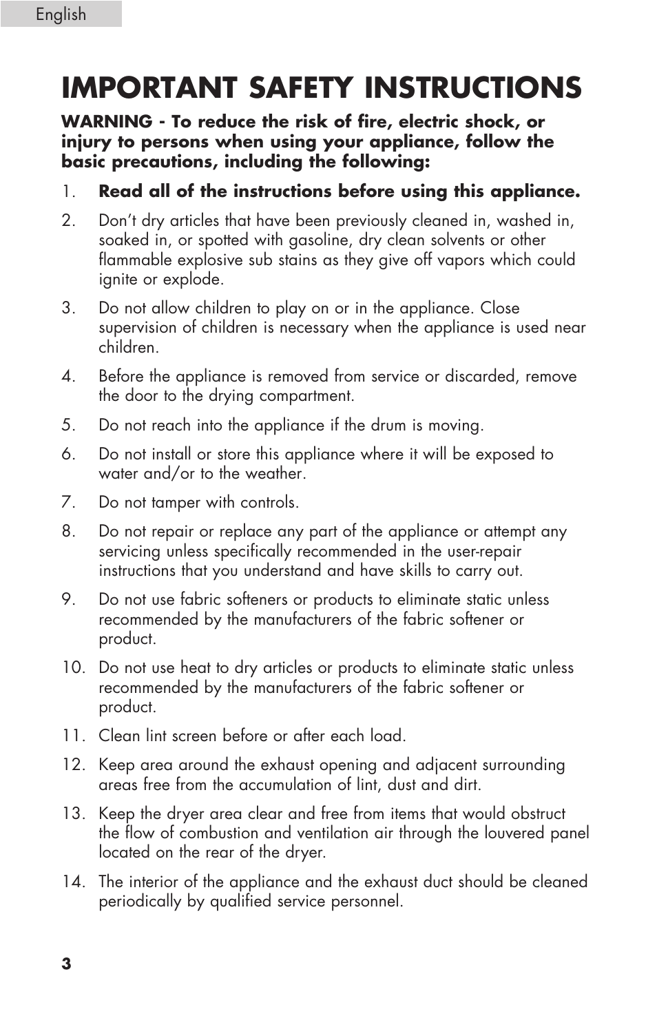 Important safety instructions | haier GDE/GDG450AW User Manual | Page 4 / 80