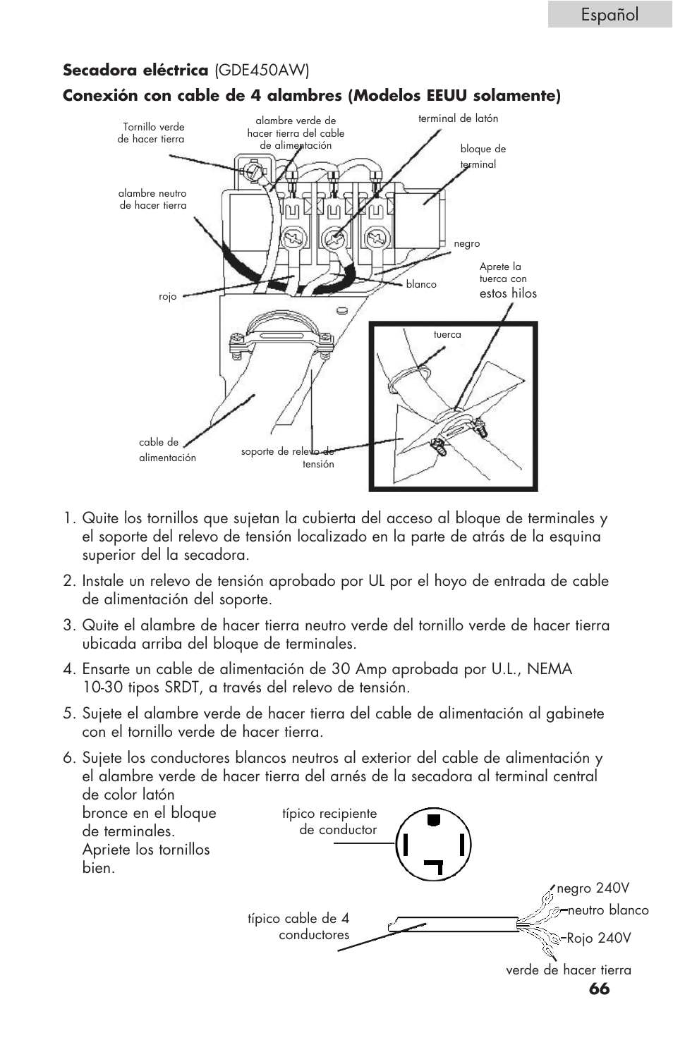 Español | haier GDE/GDG450AW User Manual | Page 67 / 80