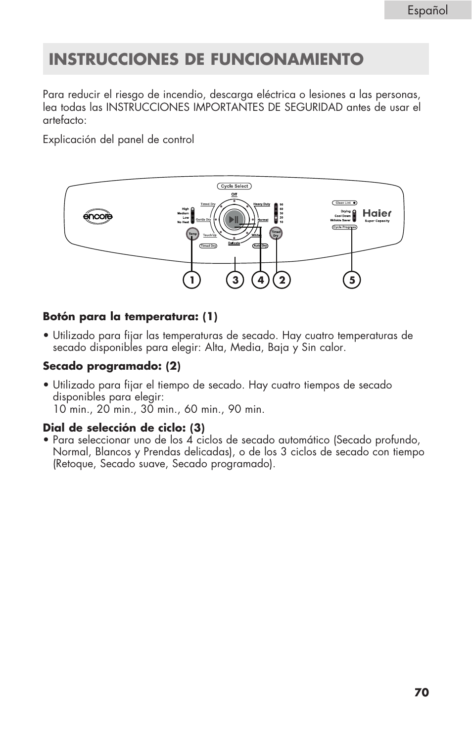 Instrucciones de funcionamiento | haier GDE/GDG450AW User Manual | Page 71 / 80