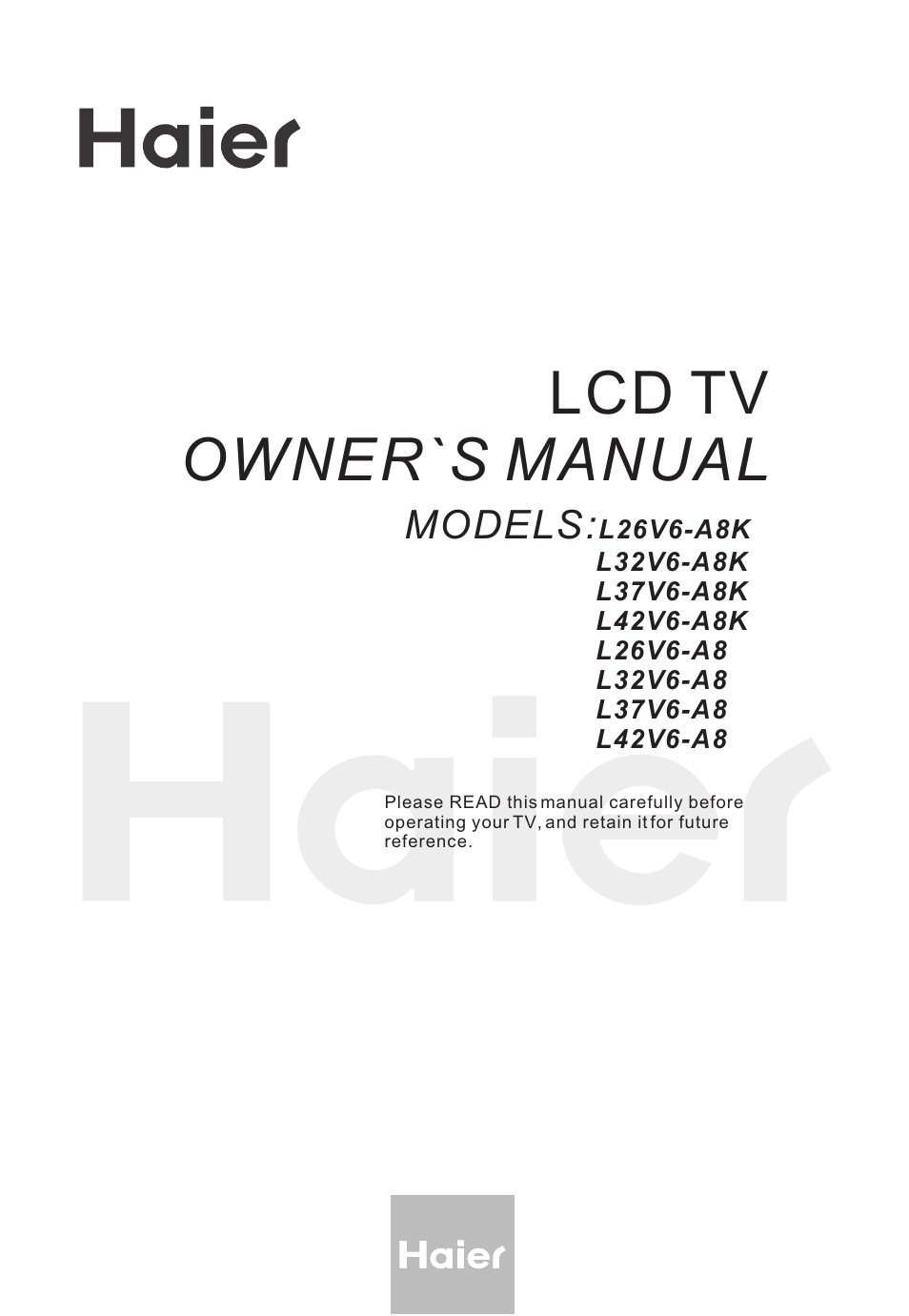 haier L26V6-A8K User Manual | 38 pages