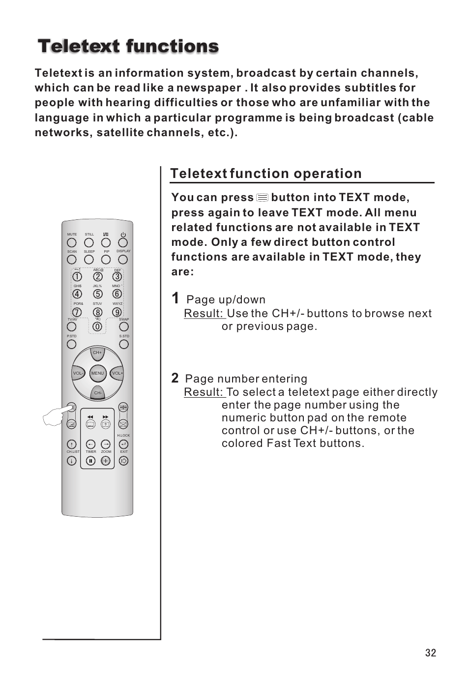 Teletext functions, Teletext function operation | haier L26V6-A8K User Manual | Page 33 / 38