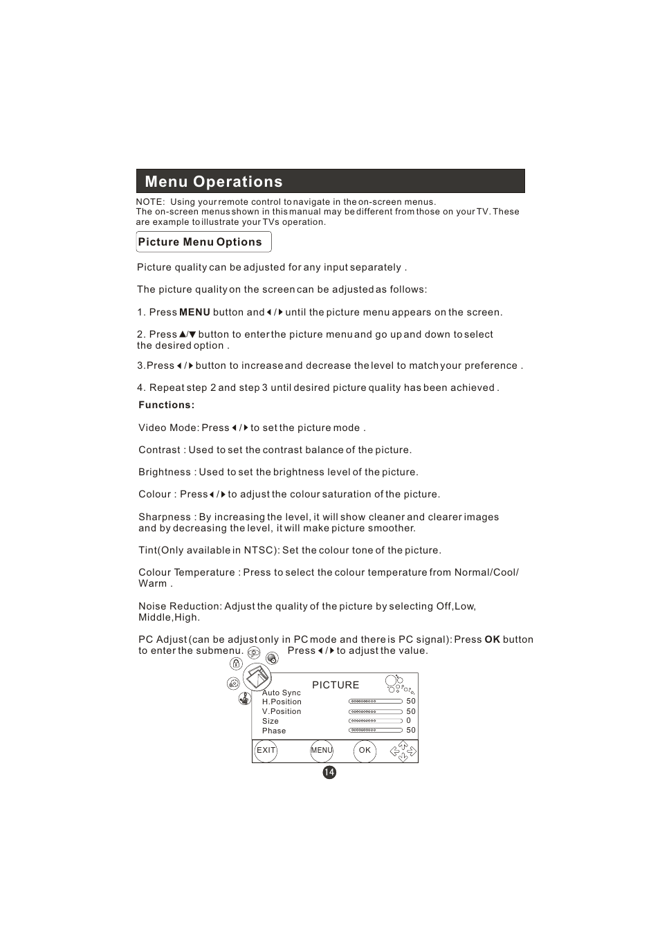 Menu operations | haier LT22R3CBW User Manual | Page 15 / 44
