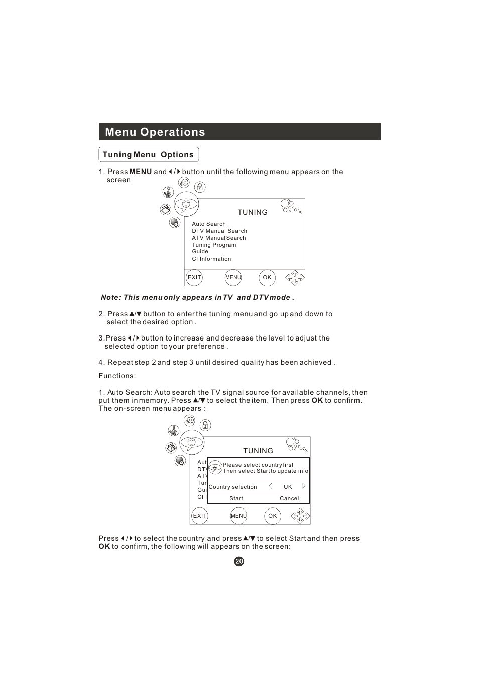 Menu operations | haier LT22R3CBW User Manual | Page 21 / 44