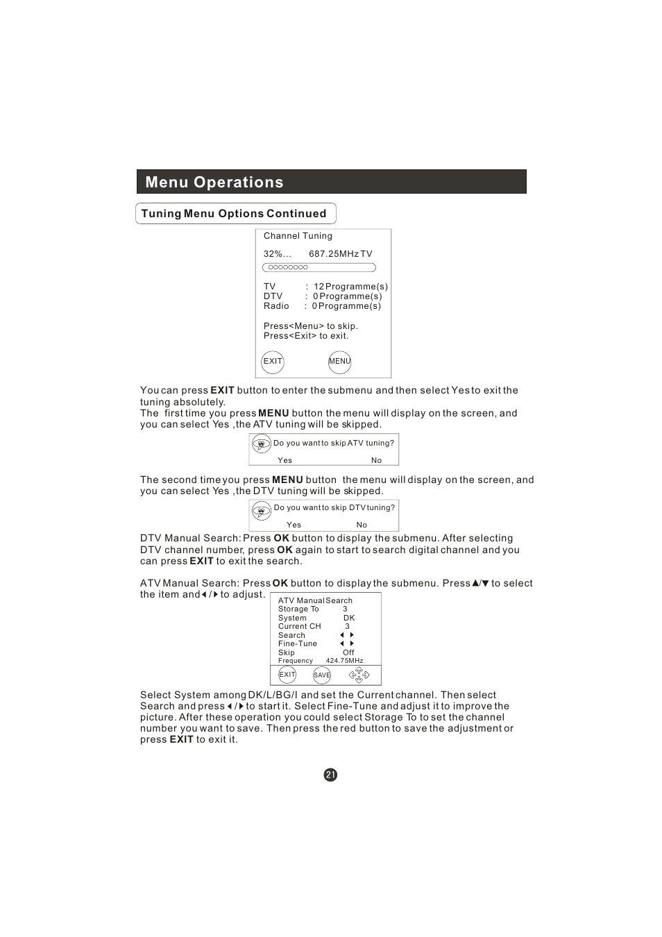 Menu operations | haier LT22R3CBW User Manual | Page 22 / 44