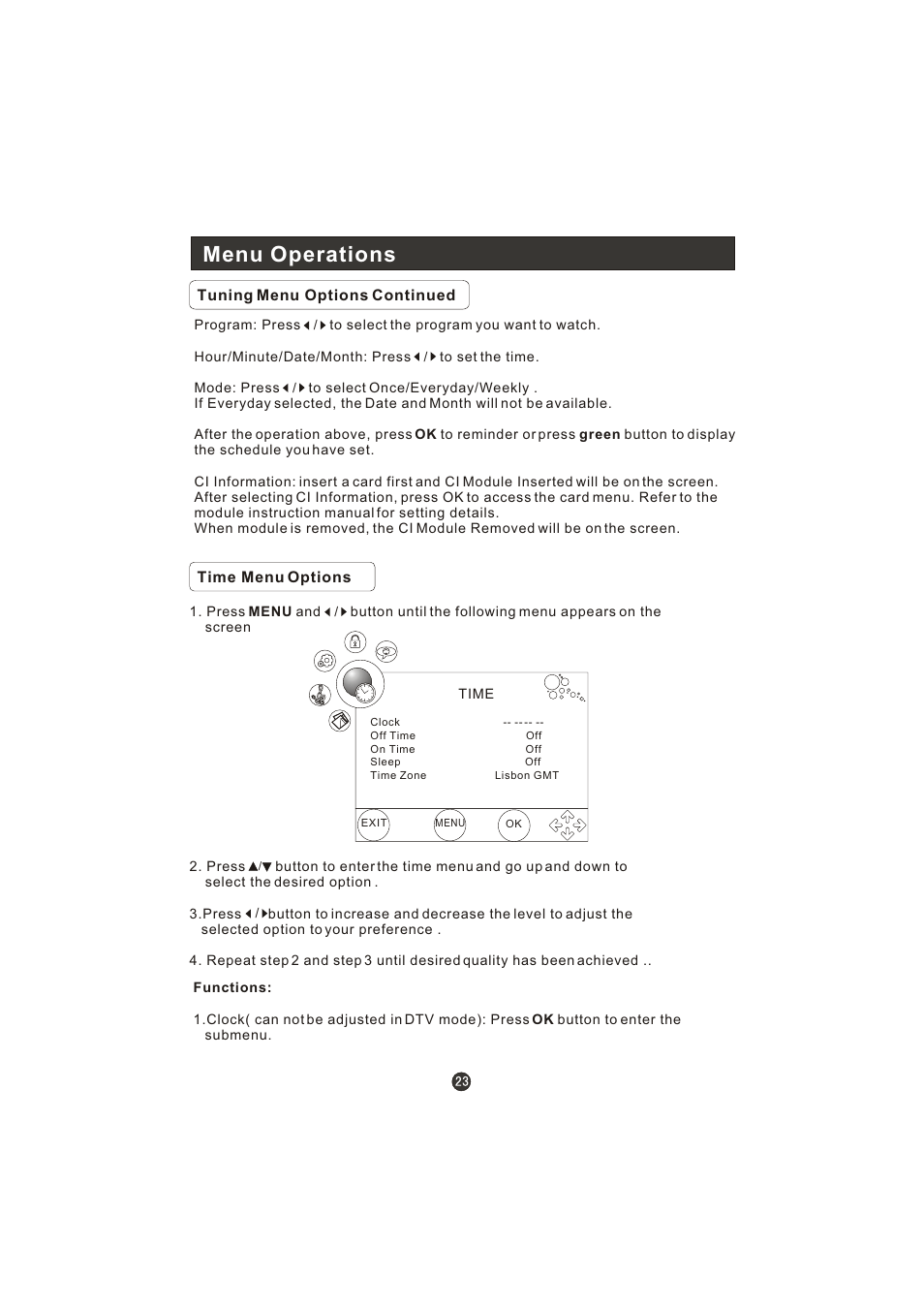Menu operations | haier LT22R3CBW User Manual | Page 24 / 44