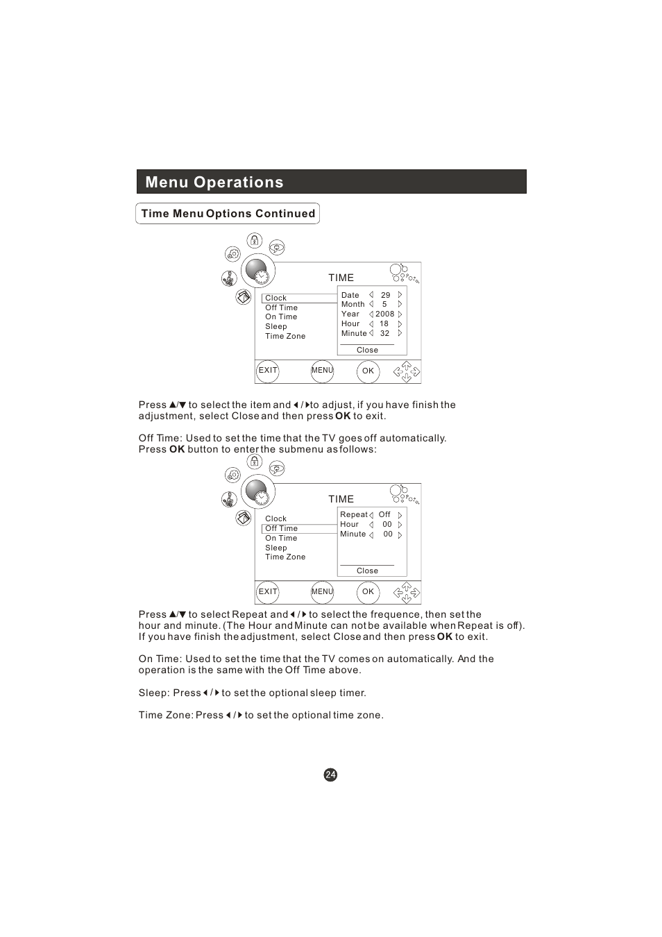 Menu operations | haier LT22R3CBW User Manual | Page 25 / 44