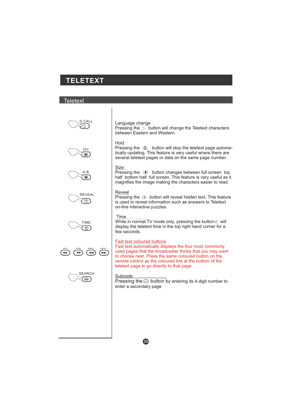 Teletext, Pressing the button b | haier LT22R3CBW User Manual | Page 27 / 44