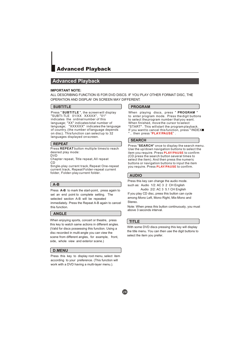 Advanced playback | haier LT22R3CBW User Manual | Page 29 / 44