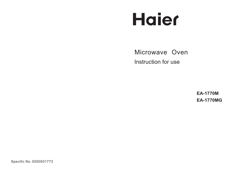 haier EA-1770M User Manual | 8 pages