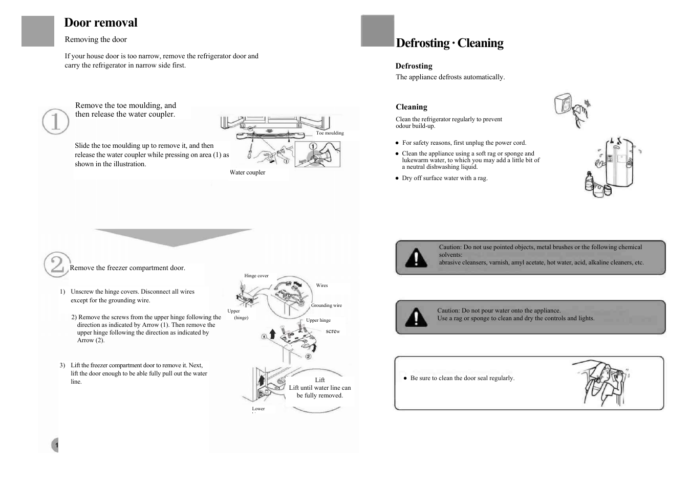 Door removal, Defrosting · cleaning | haier HRF-663ASB2*  EN User Manual | Page 12 / 22