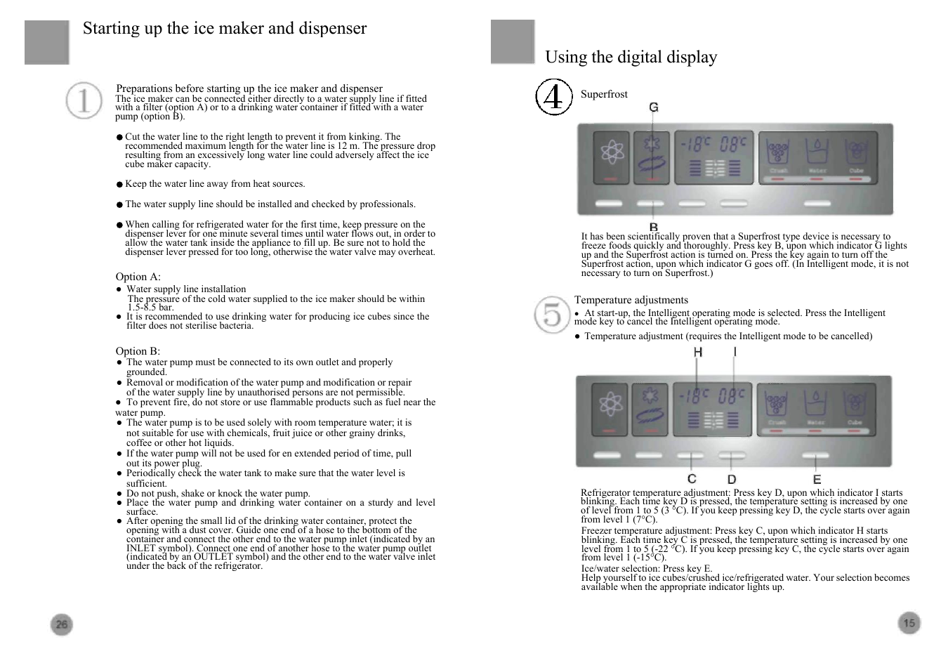 Starting up the ice maker and dispenser, Using the digital display | haier HRF-663ASB2*  EN User Manual | Page 17 / 22