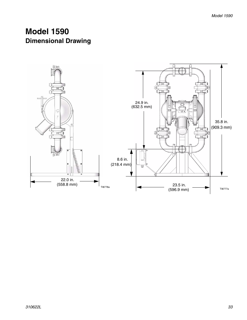 Model 1590, Dimensional drawing | haier 1590 SB User Manual | Page 33 / 40