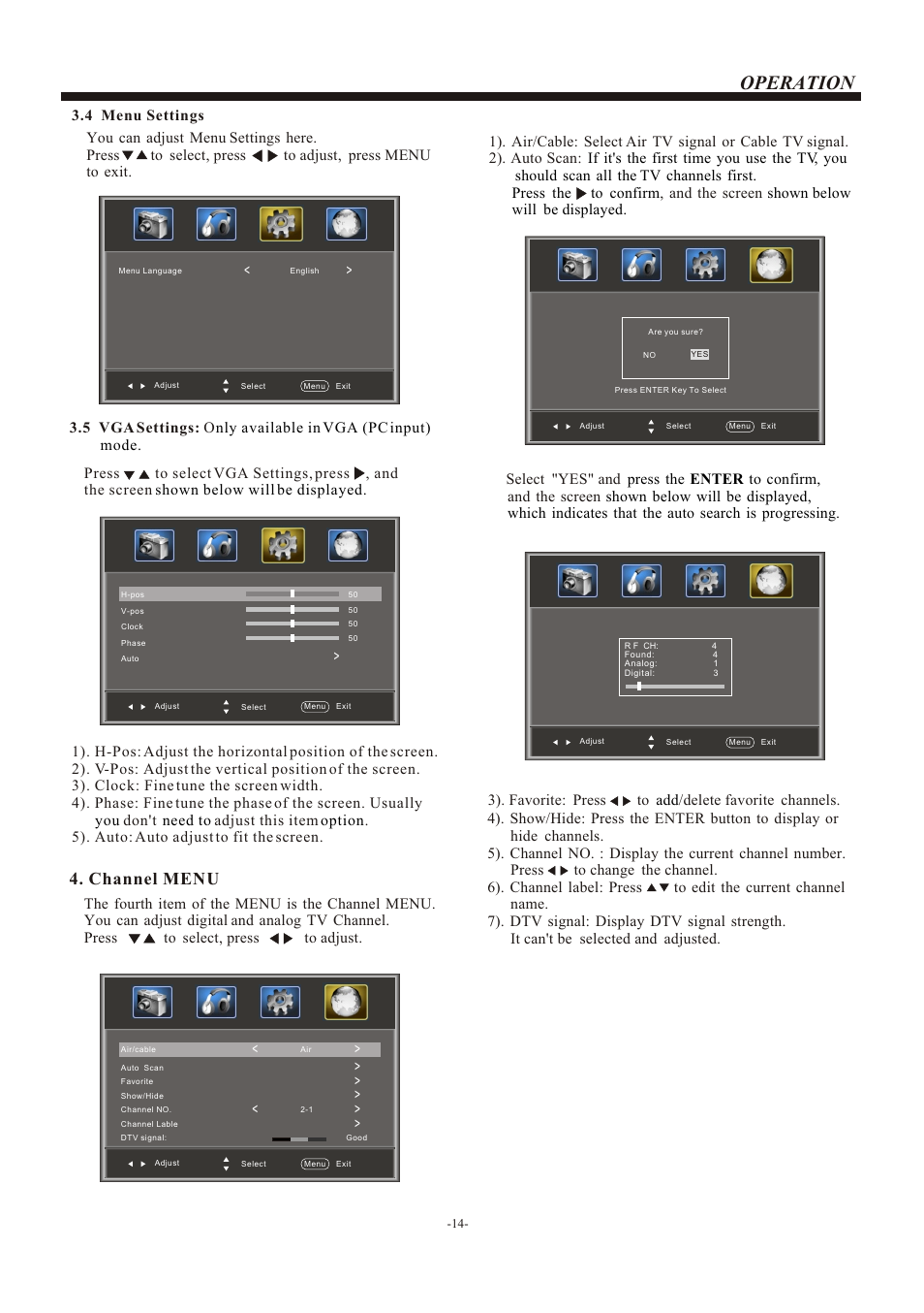 Т³гж 15, Operation, Channel menu | haier L26B1120 User Manual | Page 15 / 19
