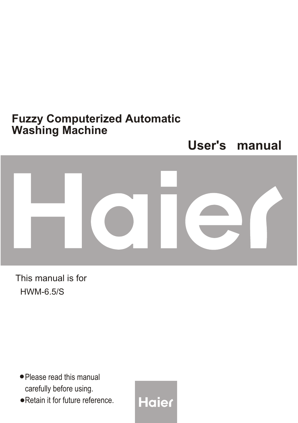 haier HWM-6.5/S User Manual | 19 pages
