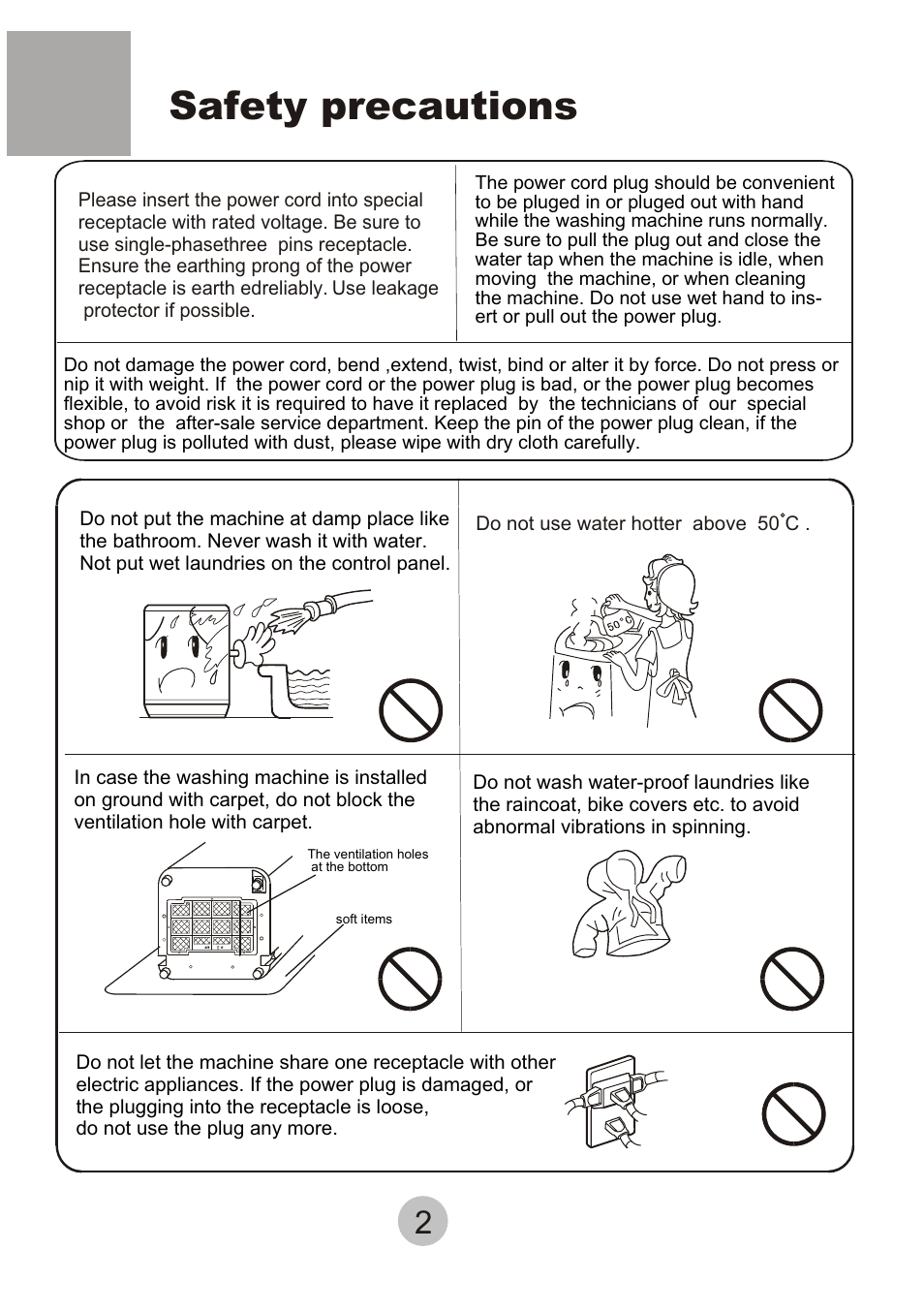 Safety precautions | haier HWM-6.5/S User Manual | Page 4 / 19