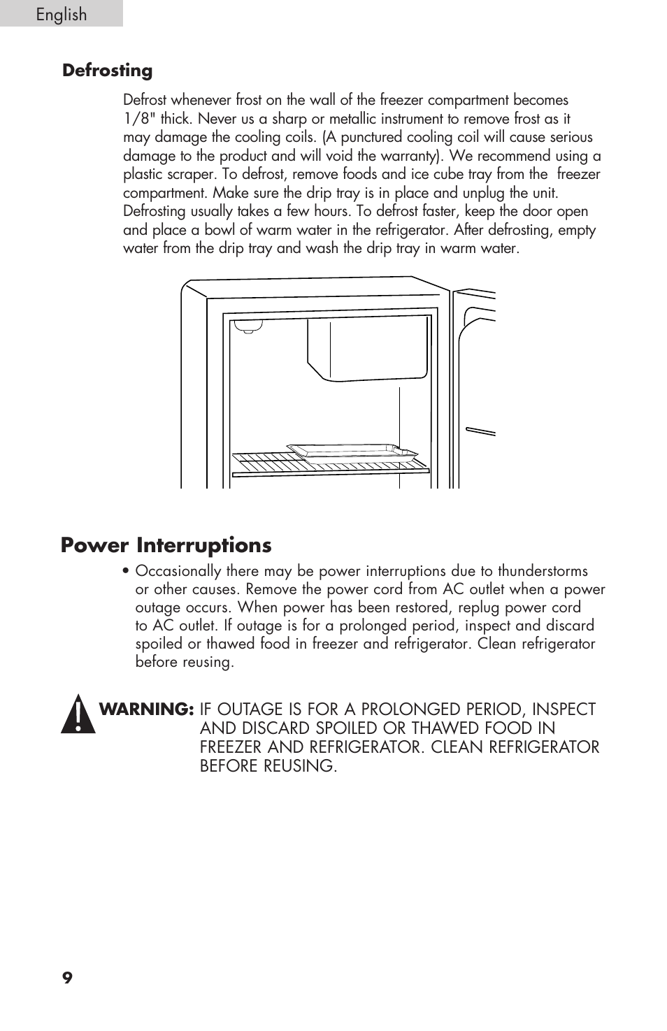 Power interruptions | haier BCF27B User Manual | Page 10 / 40