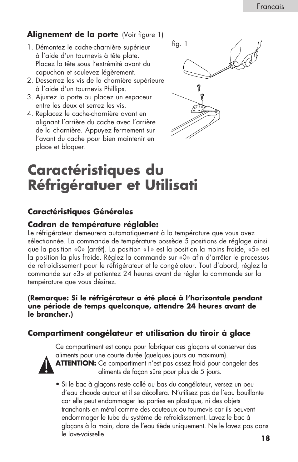 Caractéristiques du réfrigératuer et utilisati | haier BCF27B User Manual | Page 19 / 40