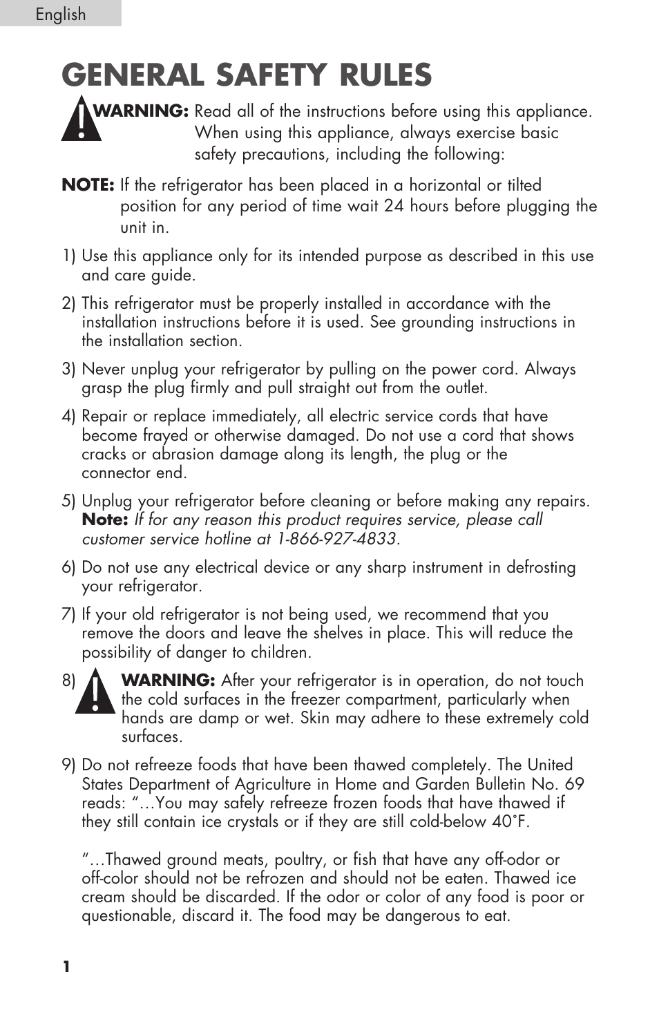 General safety rules | haier BCF27B User Manual | Page 2 / 40