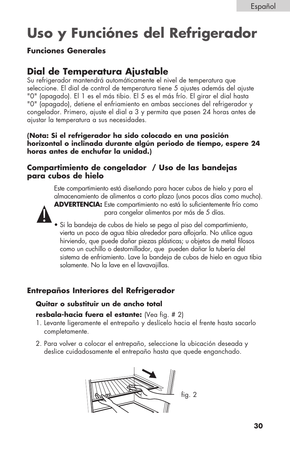 Uso y funciónes del refrigerador, Dial de temperatura ajustable | haier BCF27B User Manual | Page 31 / 40