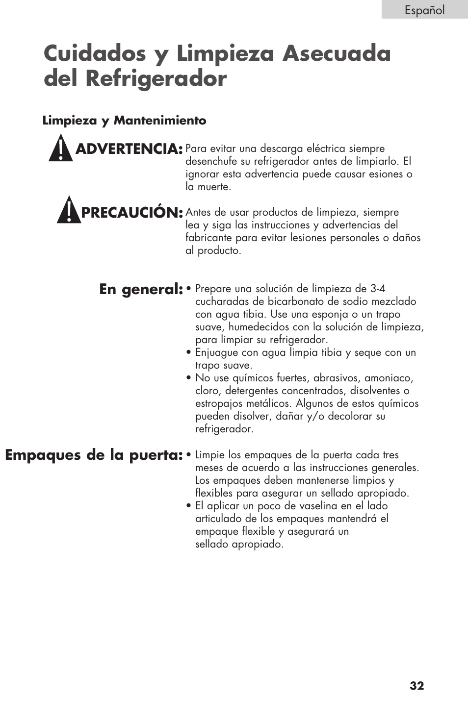 Cuidados y limpieza asecuada del refrigerador | haier BCF27B User Manual | Page 33 / 40