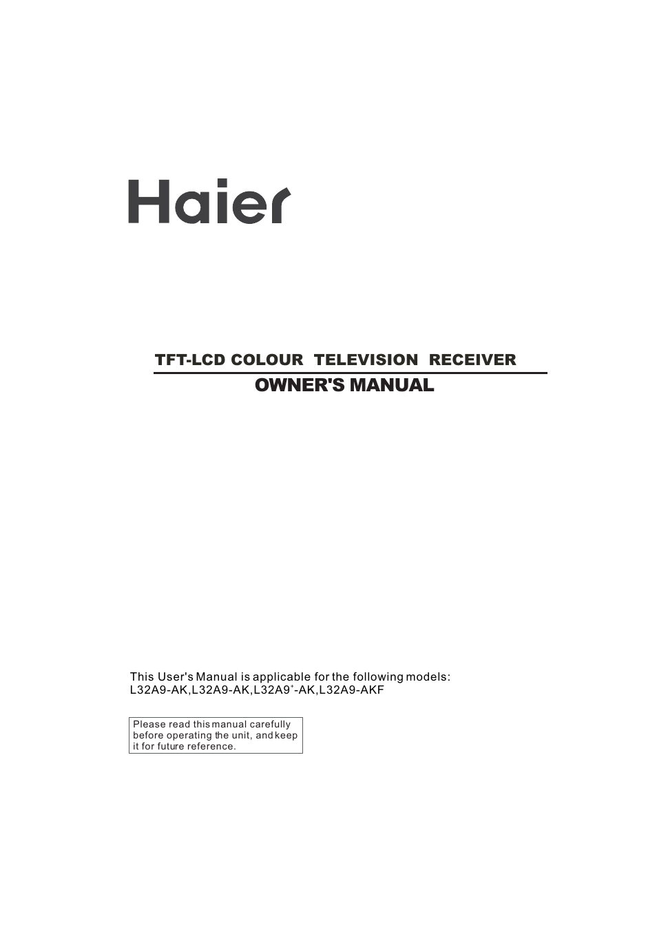 haier L32A9 -AK User Manual | 53 pages