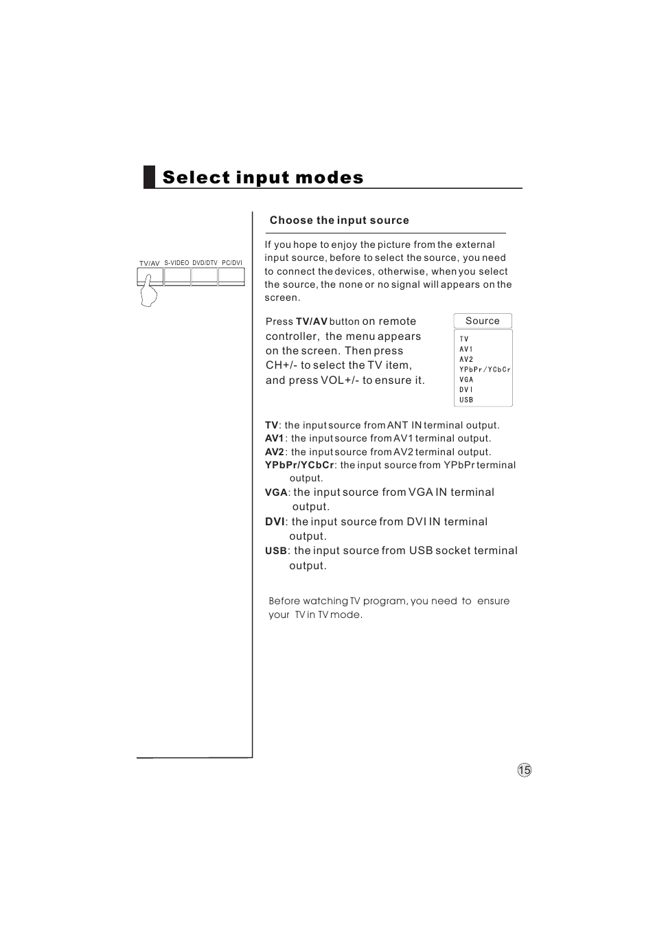 Select input modes | haier L32A9 -AK User Manual | Page 18 / 53