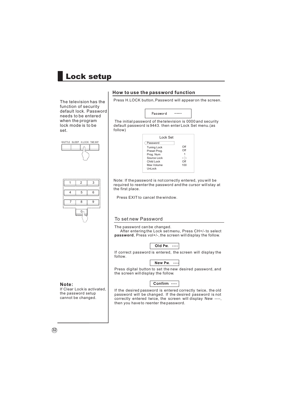 Lock setup | haier L32A9 -AK User Manual | Page 35 / 53