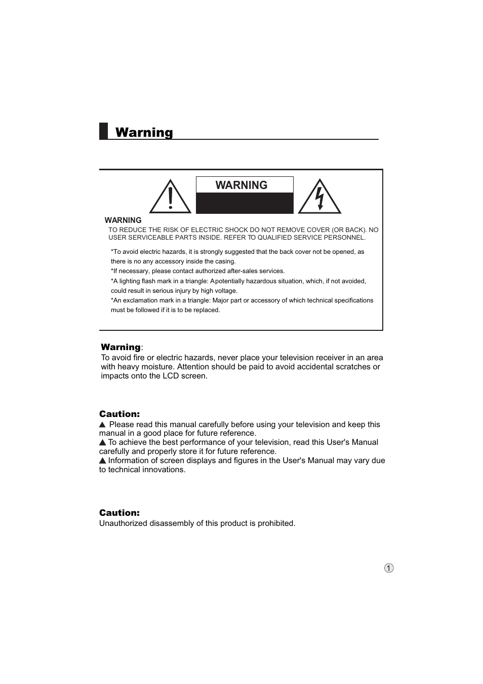 Warning | haier L32A9 -AK User Manual | Page 4 / 53