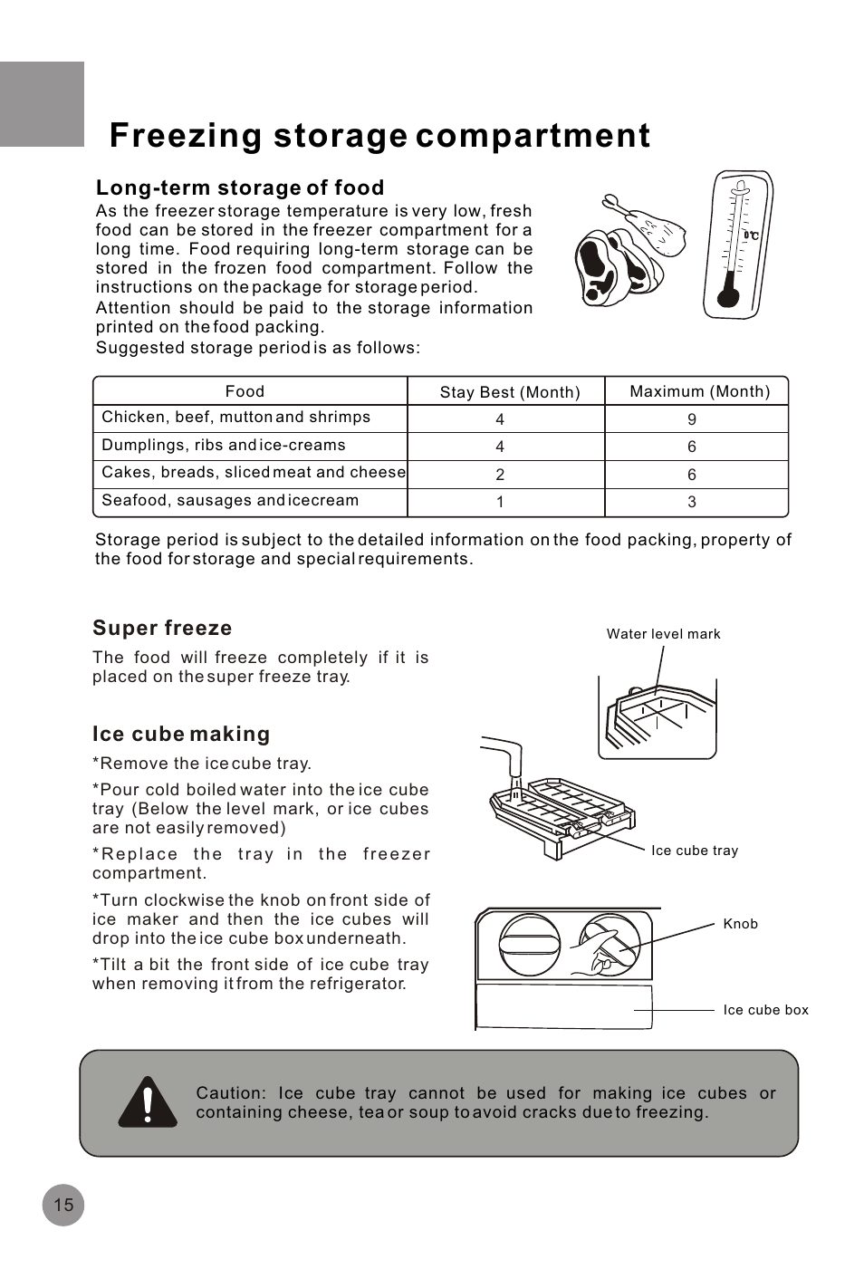 Т³гж 17, Freezing storage compartment, Long-term storage of food | Super freeze, Ice cube making | haier HRF-516FKA User Manual | Page 17 / 26