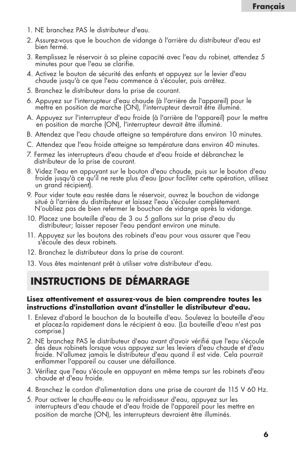 Instructions de démarrage | haier WDNS32BW User Manual | Page 19 / 38