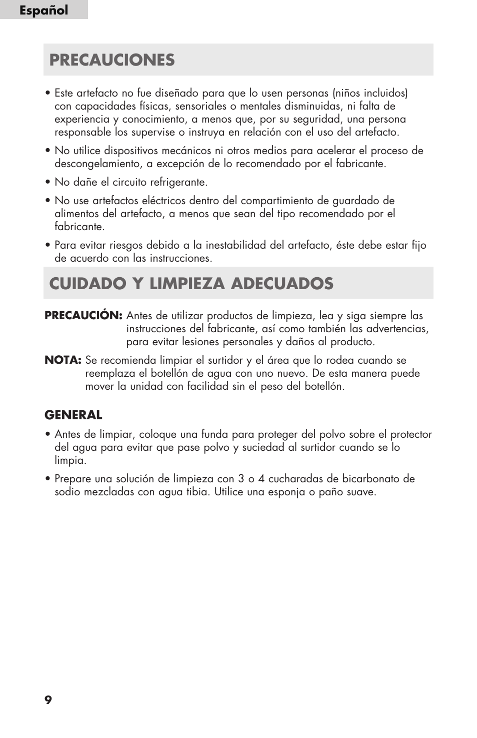 Cuidado y limpieza adecuados precauciones | haier WDNS32BW User Manual | Page 34 / 38