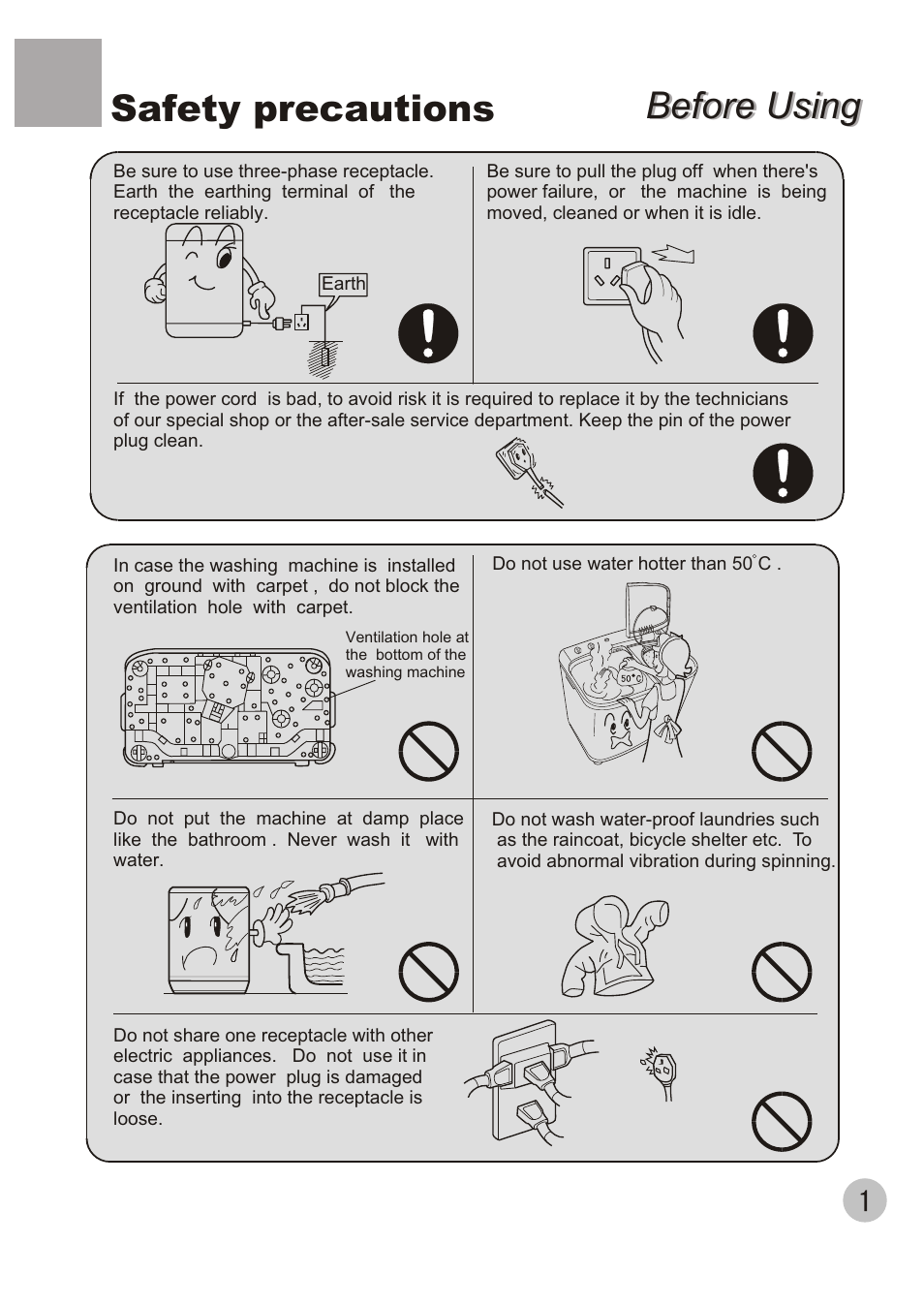 Before using, Before using safety precautions | haier XPB50-AS User Manual | Page 3 / 20