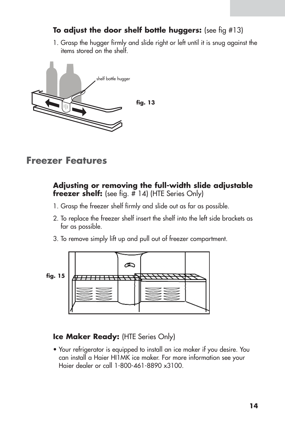 Freezer features | haier 16 User Manual | Page 15 / 60