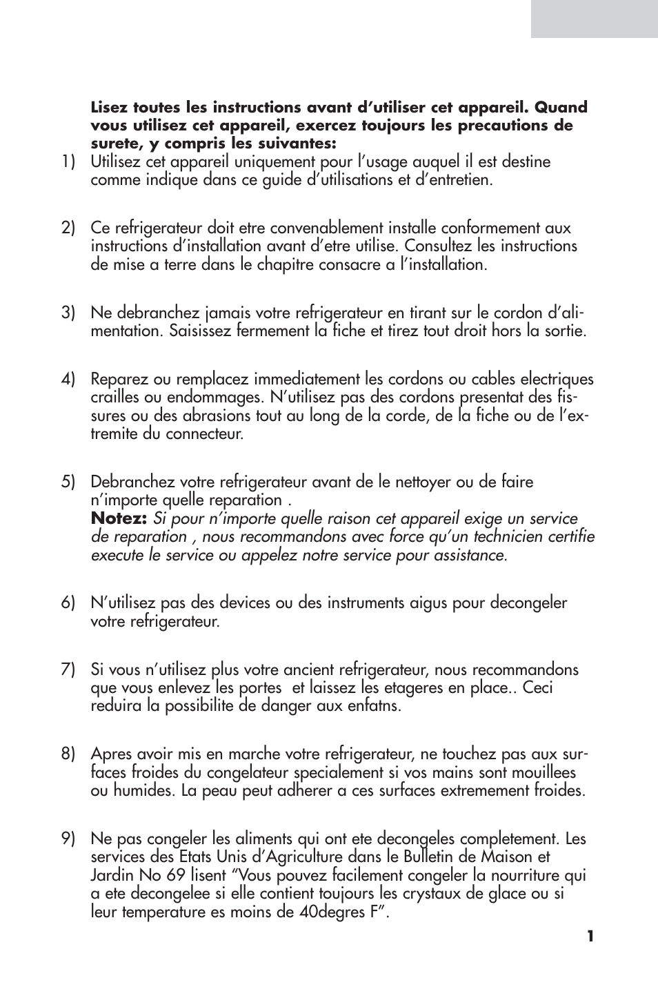 Precautions de surete | haier 16 User Manual | Page 21 / 60