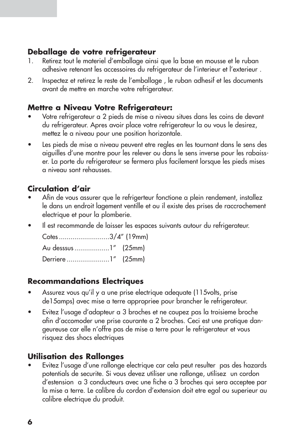 Installation de votre refrigerateur | haier 16 User Manual | Page 26 / 60