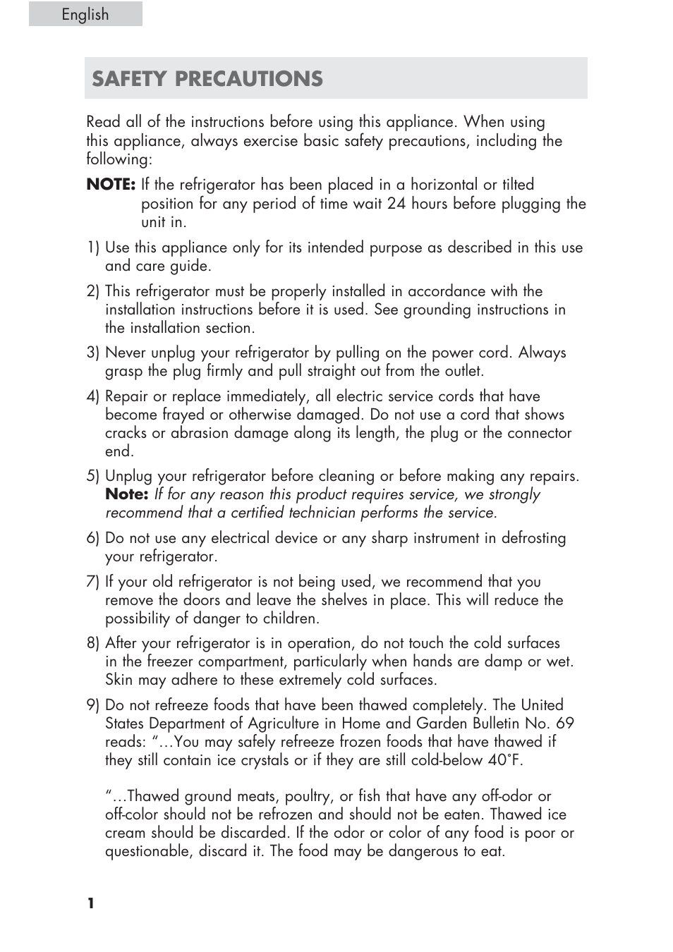 Safety precautions | haier ECR1 7 User Manual | Page 2 / 38
