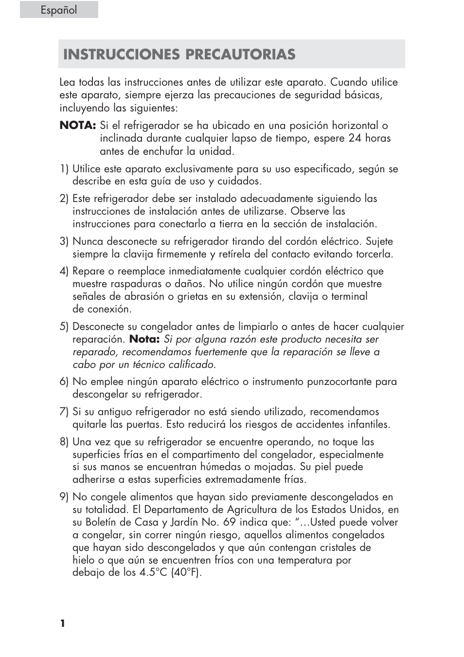 Instrucciones precautorias | haier ECR1 7 User Manual | Page 26 / 38