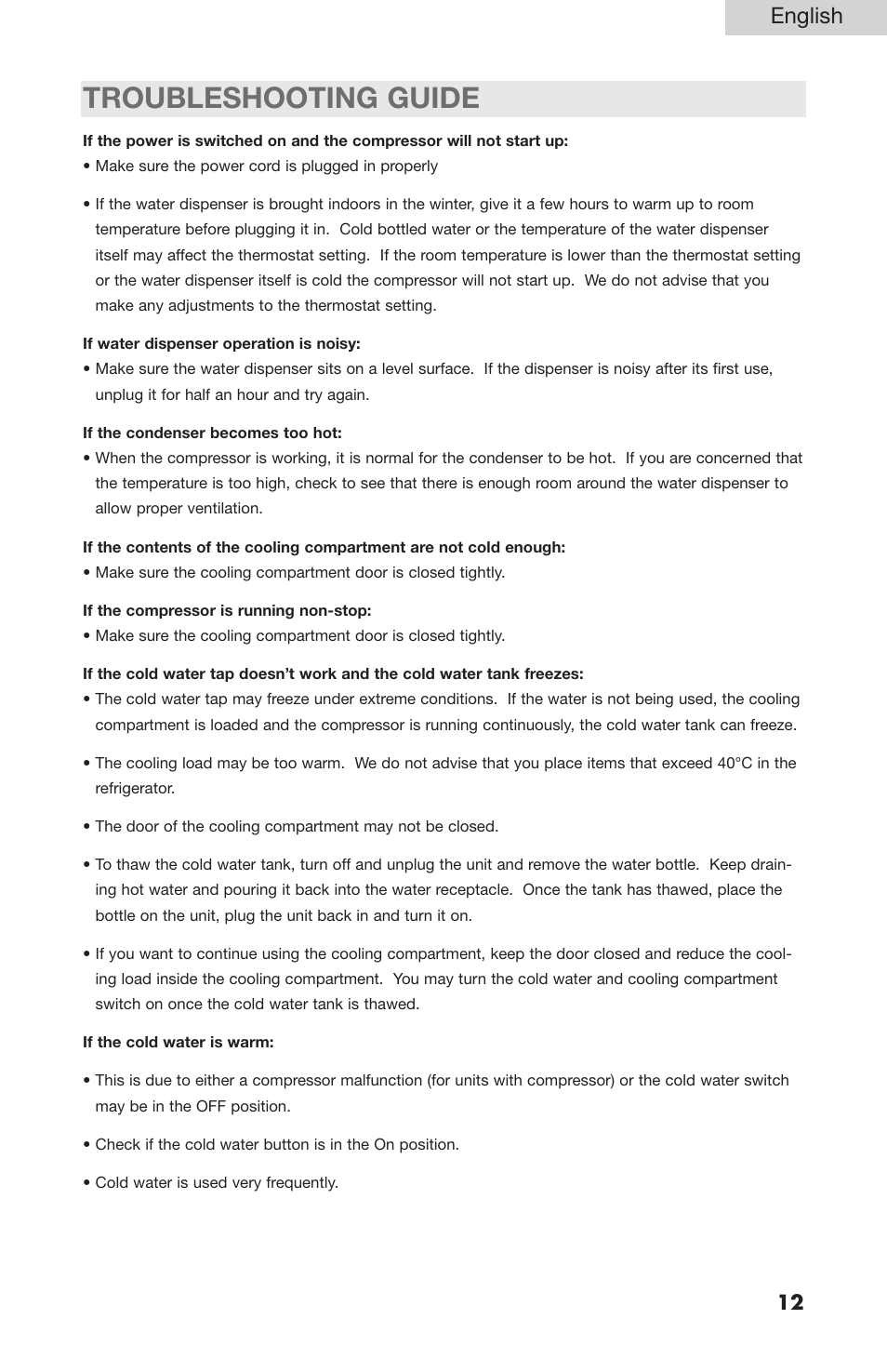 Troubleshooting guide, English | haier WDNS201SS User Manual | Page 13 / 16