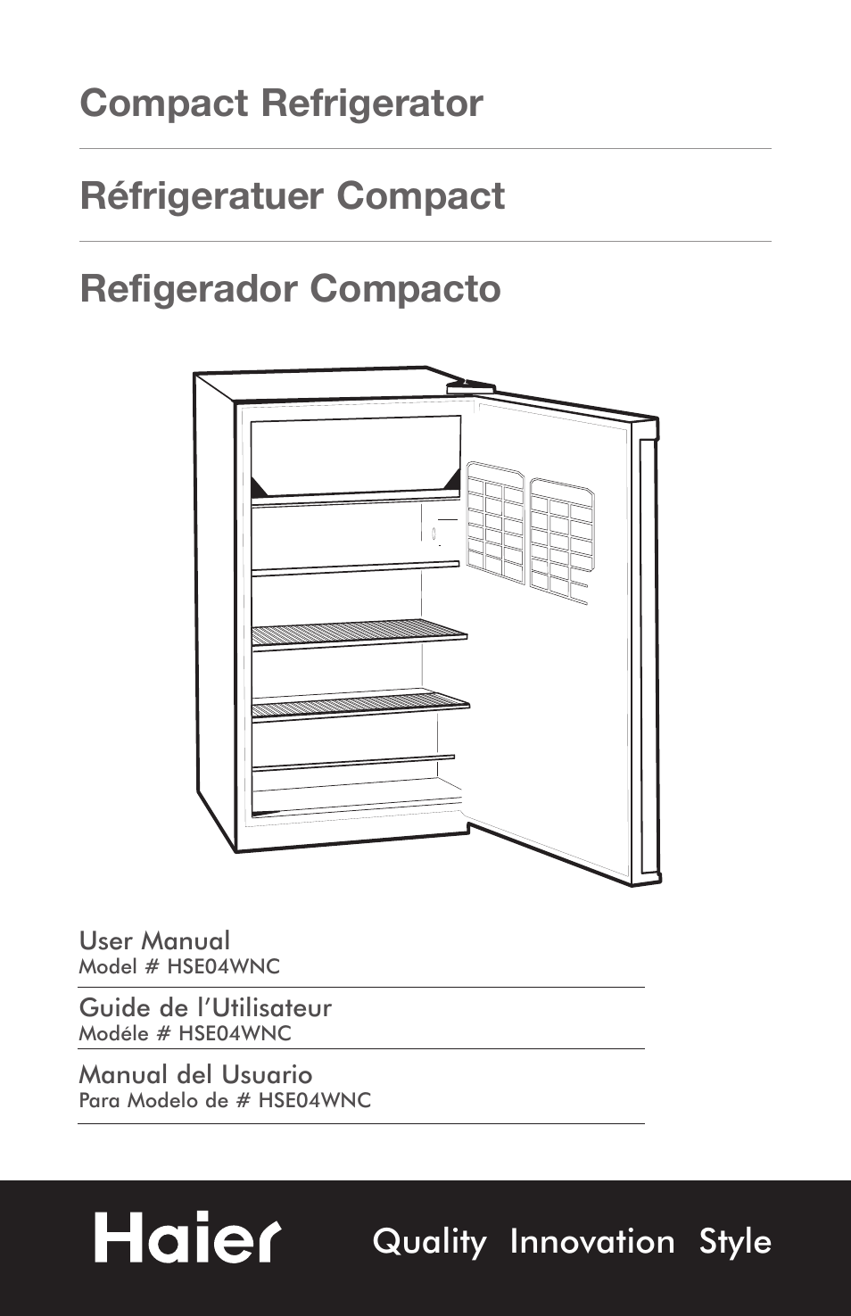 haier Compact Refrigerator HSE04WNC User Manual | 36 pages