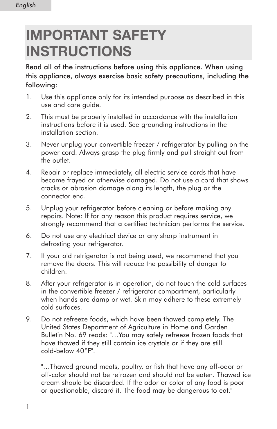 Important safety instructions | haier Compact Refrigerator HSE04WNC User Manual | Page 2 / 36