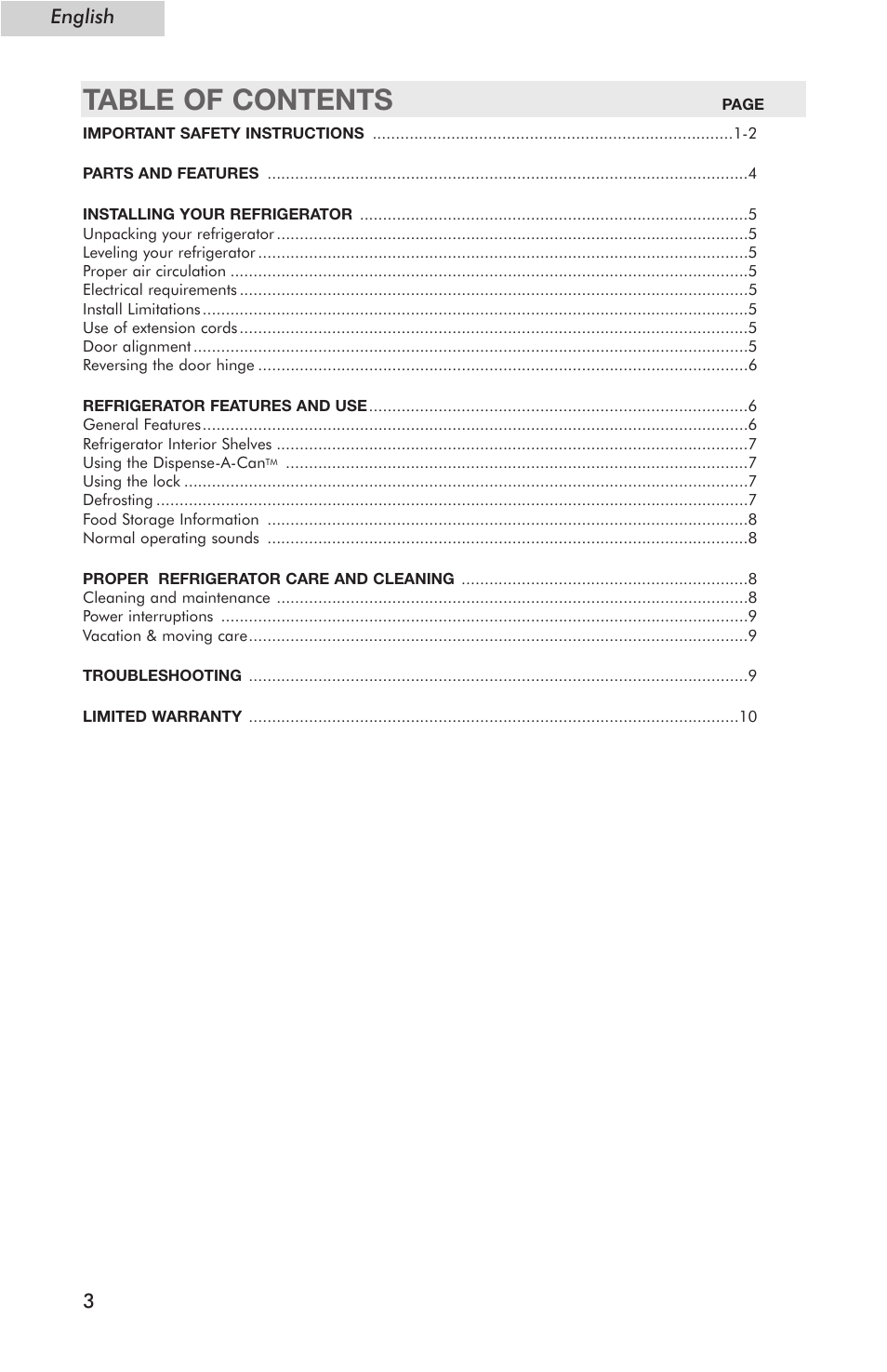 haier Compact Refrigerator HSE04WNC User Manual | Page 4 / 36