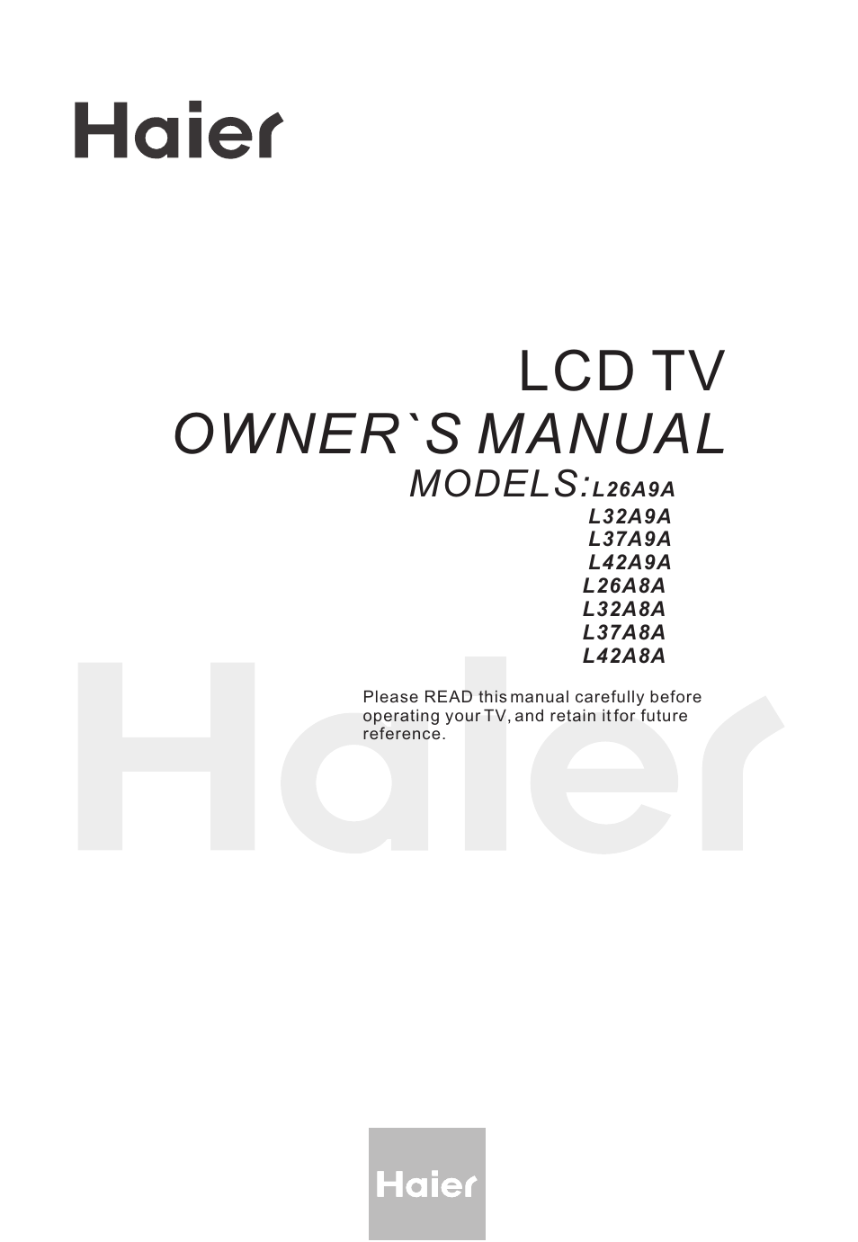haier L32A8A User Manual | 39 pages