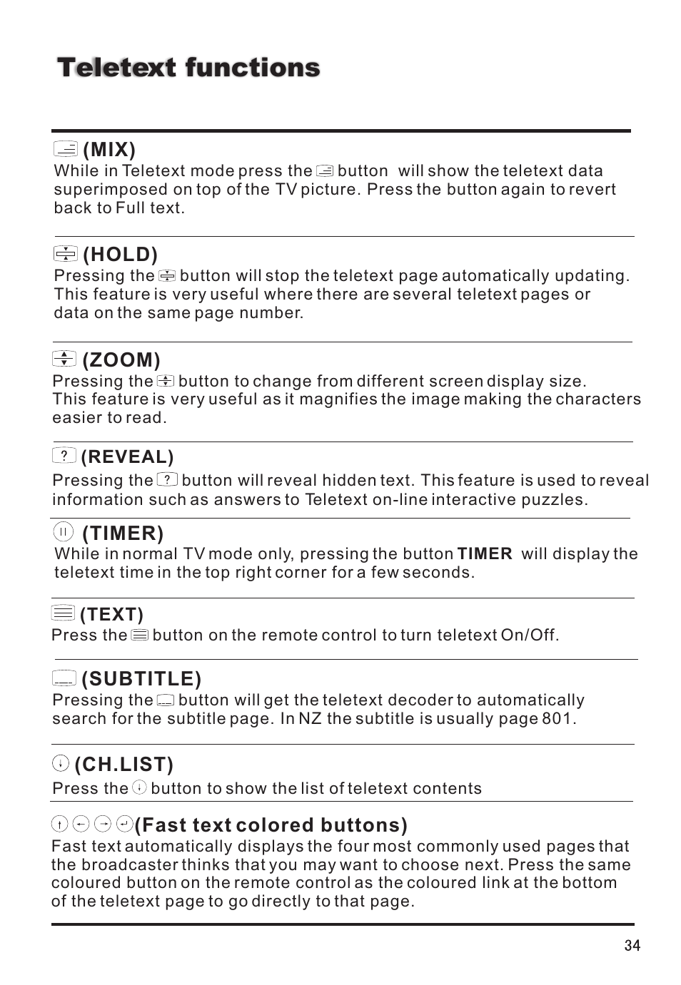 Teletext functions | haier L32A8A User Manual | Page 35 / 39