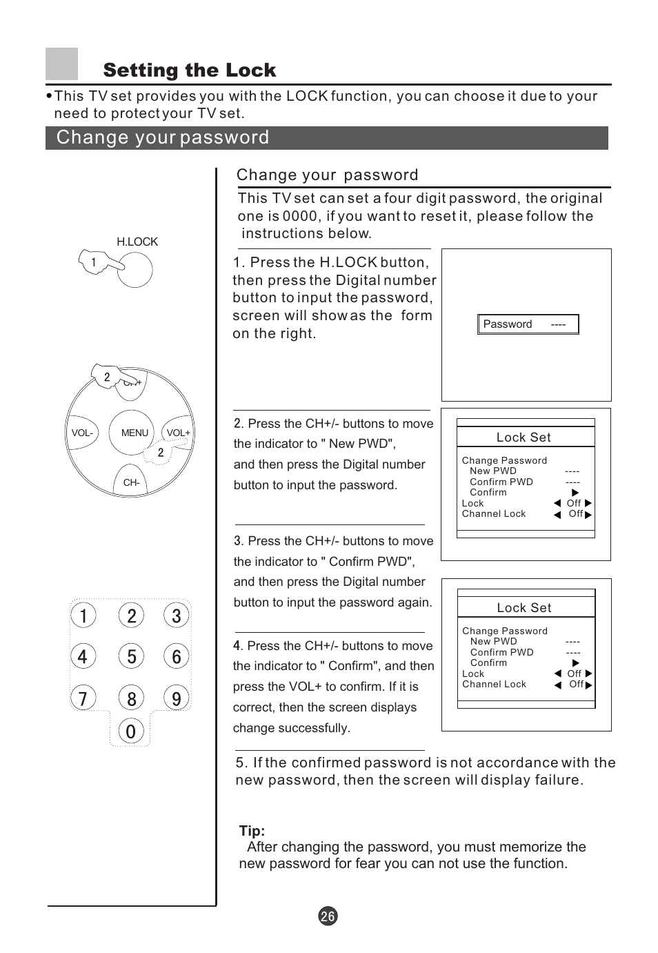 Change your password setting the lock, Change your password | haier D34FA9-AK User Manual | Page 27 / 45