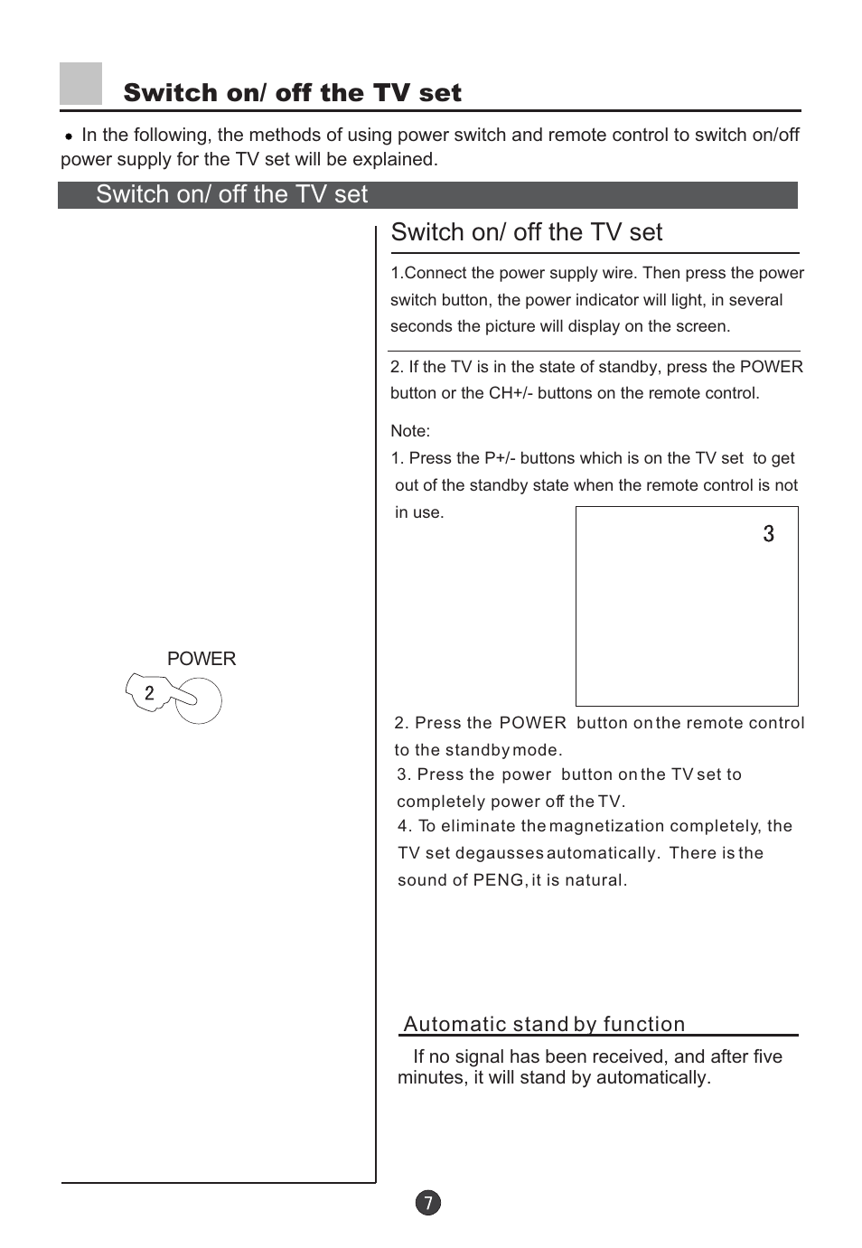 Switch on/ off the tv set | haier D34FA9-AK User Manual | Page 8 / 45