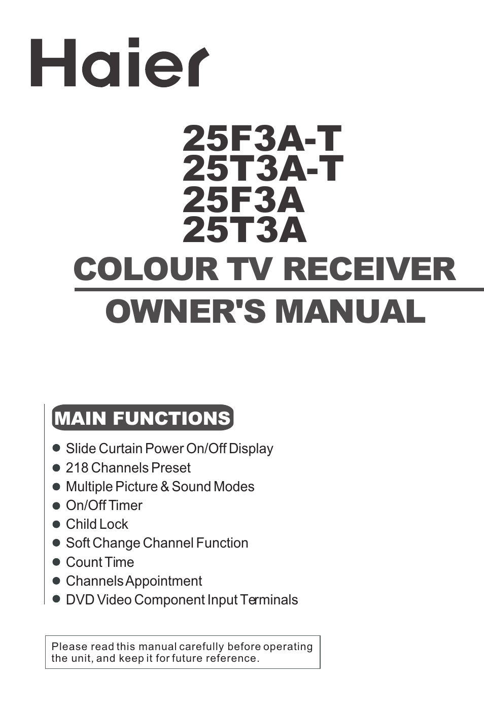 haier 25T3A User Manual | 29 pages