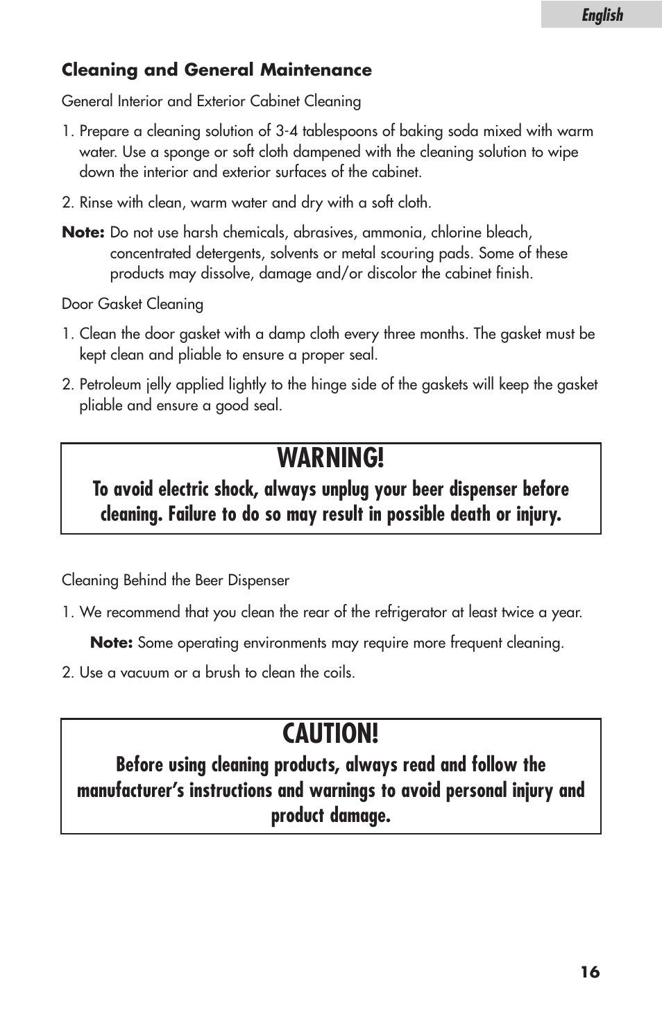 Warning, Caution | haier HBF05E User Manual | Page 17 / 72