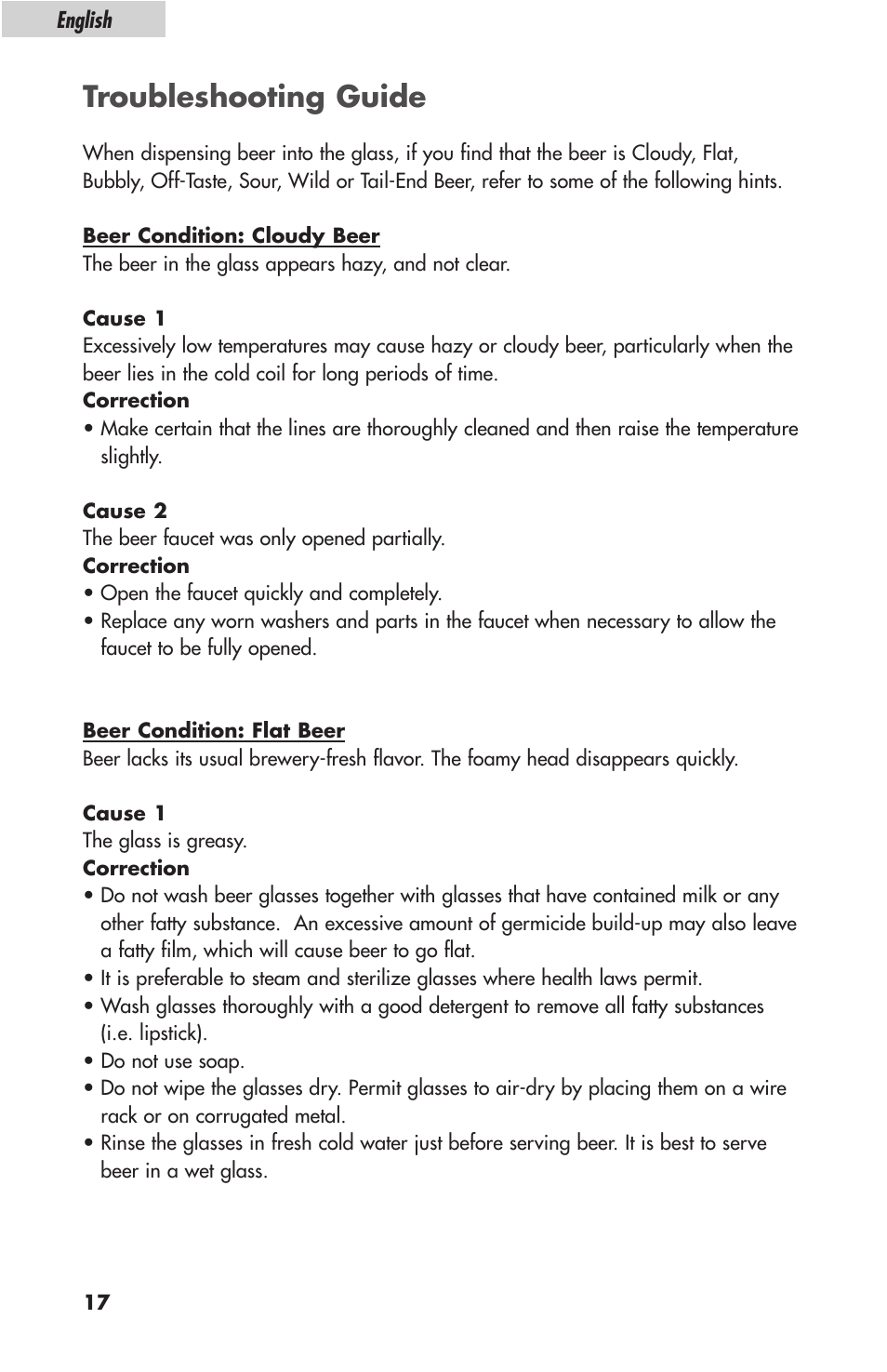 Troubleshooting guide | haier HBF05E User Manual | Page 18 / 72